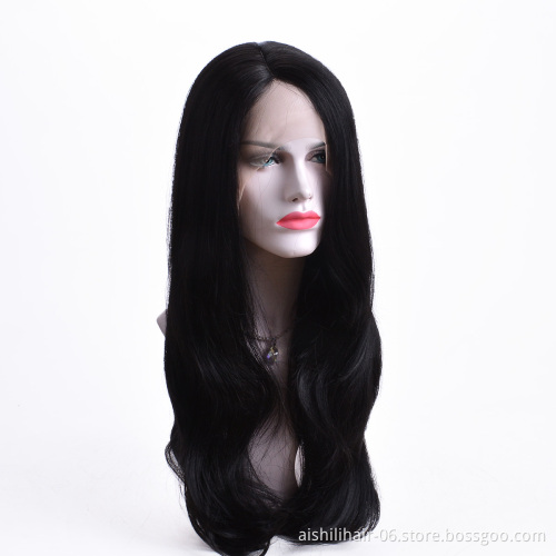 Aishili top quality kinky straight frontal preplucked lace front synthetic wigs for black women